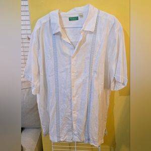 Cubavera White and Light Blue Casual Shirt
